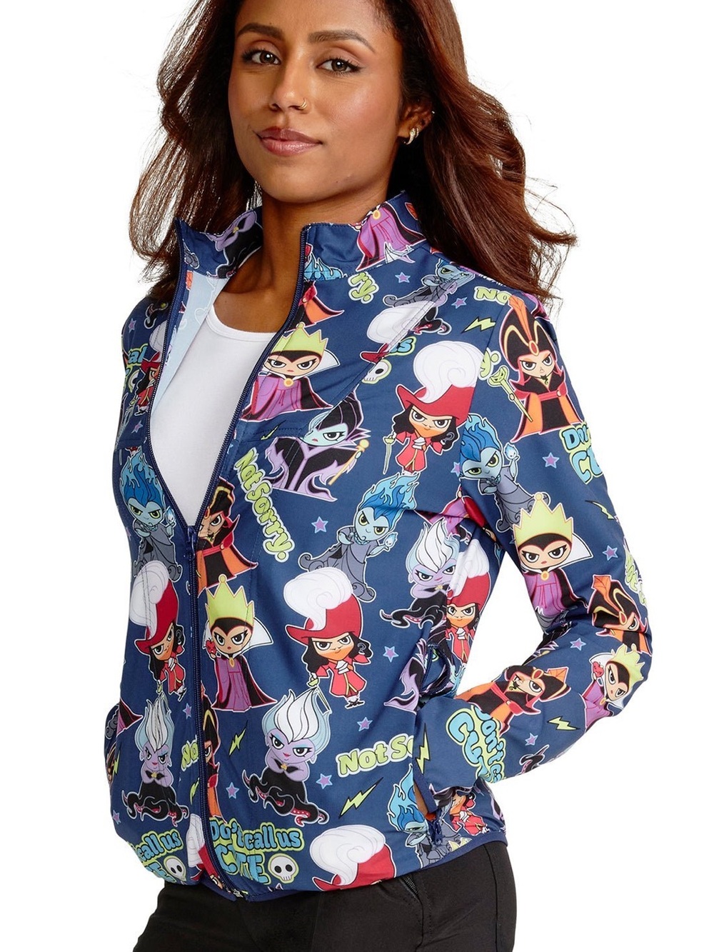L Disney Villains Cherokee Scrubs Tooniforms Disney Jacket Jacket Long Sleeves N
